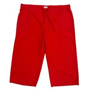 Liz‎ Claiborne Women's Size 1X Red Linen Cotton Lightweight Capri Pants NWT